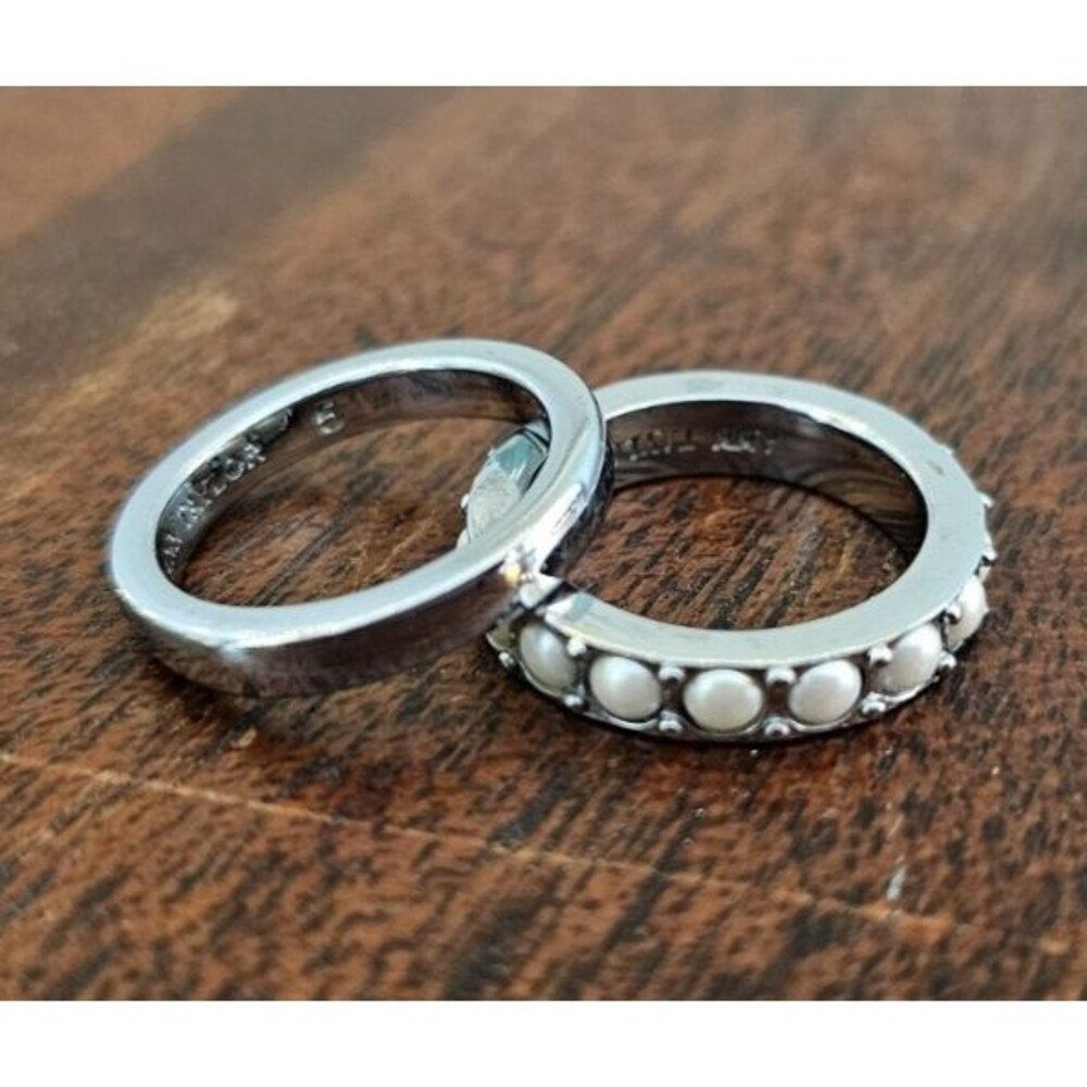 Ann Taylor Faux Pearl Band Ring, Size 5, Silver Tone